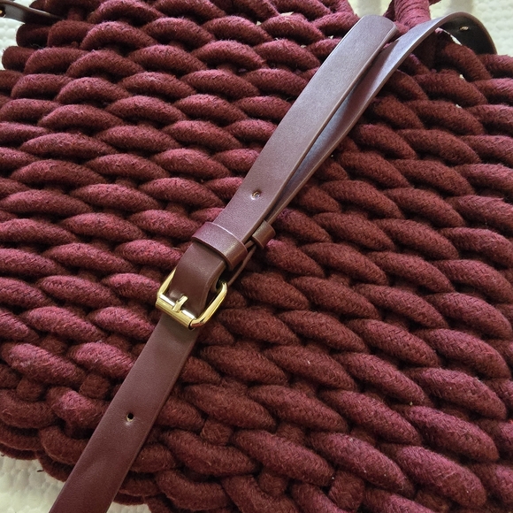 Zara Burgundy Braided Tote Bag - Picture 7 of 9